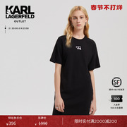 karllagerfeld卡尔拉格，斐夏黑色套头短袖，t恤式连衣裙老佛爷