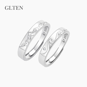GLTEN海誓山盟情侣对戒纯银一对女男戒指小众设计素圈款男士指环
