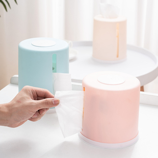 创意纸巾盒北欧茶几抽纸盒塑料餐厅，圆形卷纸筒桌面客厅家用卷纸盒