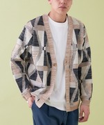日系js旗下男士春季薄款宽松毛衣几何造型，v领一粒扣针织开衫毛衣