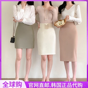春夏粉色ol职业半身裙，包臀attrangs韩国h型五分一步裙子