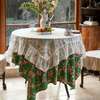 高档绿色印花桌布玫瑰花防水白色，蕾丝小圆桌布田园茶几台布拍摄装