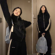 学院风运动套装女春秋韩版学生宽松显瘦时尚卫衣休闲两件套跑步服