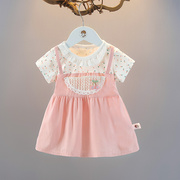 2024夏季女童韩版短袖，连衣裙1-2-3岁女童，纯棉夏装薄款儿童裙子潮