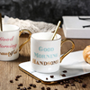 北欧风格小清新陶瓷马克杯早餐牛奶杯字母水杯家用咖啡杯骨瓷杯子
