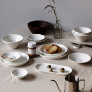 纯白骨瓷创意菜盘汤盘餐盘，鱼盘西餐盘，碟子家用陶瓷餐具单品套装
