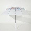 浮羽透明伞雨伞 拼布白色宽边镭射伞弯柄长柄伞半自动直杆彩虹伞