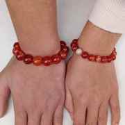 天然红缠丝玛瑙手链单圈女本命年水晶玉髓，手串转运珠饰品礼