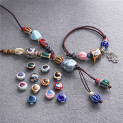 圆片花釉瓷珠自制diy手作项链，手链手串串珠，散珠隔珠饰品材料配件