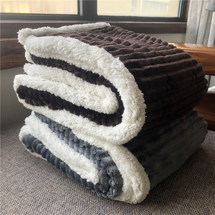 印花双层加厚休闲毛毯，自发热毛毯1.3x1.5米