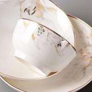 陶瓷碗家用2024现代简约欧式餐具金边高档5寸饭碗6寸面碗