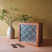 北美欧式实木存钱罐压花玻璃木盒样板间摆件创意礼物木质盒