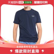香港直邮Emporio Armani阿玛尼男士T恤海军蓝色字母透气印花短袖