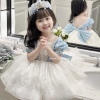 2024夏季女童艾莎公主蓝色，星河梦洛丽塔蓬蓬裙公主，裙生日礼服冰雪