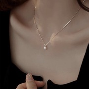 一粒珠吊坠 天然淡水珍珠项链女法式轻奢高级感925银锁骨链 颈链