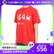 香港直邮MSGM 女士红色白色印花棉质短袖T恤 3041MDM60-217298-19