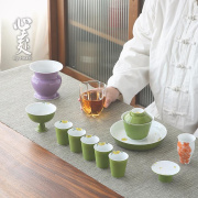 景德镇手绘雏菊陶瓷盖碗，茶杯功家用具套装，家用喝茶会客高档礼盒装