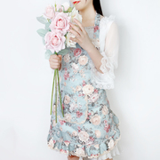 女时尚厨房韩式碎花，围裙防油防水可爱家用23做饭洋气田园罩衣
