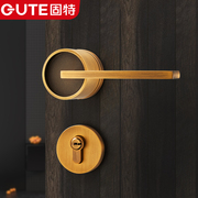 固特门锁室内卧室家用实木门把手北欧静音房门锁现代简约美式锁具
