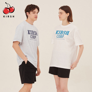 kirsh大樱桃夏季字母logo印花短袖T恤男女情侣款上衣通勤百搭