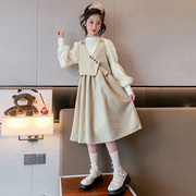 女童秋季洋装2023洋派儿童套装时髦马甲套装女孩秋装长袖裙子