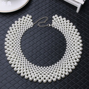 韩版时尚vivi杂志款珍珠假领，多层珍珠假领子项链饰品配件b08