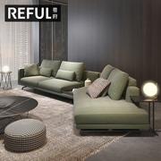 粤府北欧轻奢布艺沙发组合现代简约科技布异形(布，异形)创意绿色复古沙发