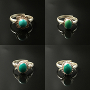 印度尼泊尔饰品手工银绿松石，戒指女个性，开口指环简约复古民族风