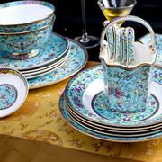 景德镇陶瓷器碗碟套装组合家用珐琅彩骨瓷米饭碗面碗汤碗吃饭碗盘