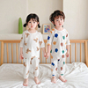 儿童家居服夏季薄款七分袖宝宝睡衣，套装a类，纯棉中小童卡通空调服