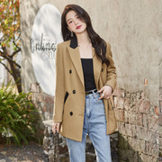 小西装外套女春秋韩版2023设计感西服女常规款夹棉加厚款