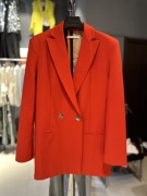 女装 桔红色西服 翻领长袖前系扣外套上衣 修身款高品质