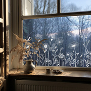 《白露》复古玻璃静电贴白色花卉卧室法式装饰免胶防走光飘窗贴纸