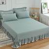 100全棉新疆棉床单床裙单件纯棉水洗棉1.8米花边加大床罩床盖纯色