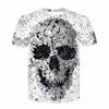 白骷髅头T恤恶魔图案3D印花短袖个性创意搞怪恐怖休闲男上衣衣服