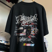 NASCAR纳斯卡赛车重机车风潮流短袖欧美高街vintage痞帅复古T恤男