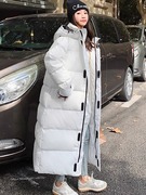 白色长款羽绒棉服女冬季2023年韩版过膝学生加厚宽松棉衣外套