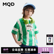 MQD童装儿童T恤条纹艺术设计24夏季纯棉短袖t恤男童透气上衣