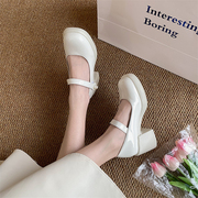 白色玛丽珍鞋女春夏法式仙女风中跟温柔气质晚晚风粗跟伴娘高跟鞋