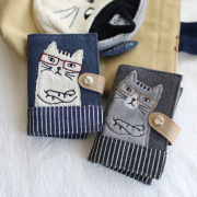 出口日本 猫咪系列日系卡包布艺刺绣名片夹多卡位卡套日本单