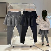 女童装洋气春秋假两件裙裤，2021时尚大童打底裤，外穿薄长裤子潮
