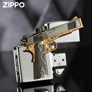 zippo正版打火机牛仔黑冰，镜面柯尔特重型防风送男朋友礼物