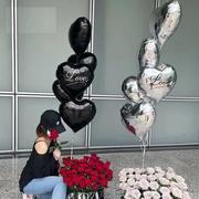 花喜爱大号爱心铝膜气球，18寸心形铝箔，气球礼盒花束爱心球包装材料