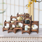 小型博古架实木中式台桌面茶壶，展示紫砂壶摆放架子茶具置物架摆件