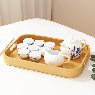 竹制水杯收纳架竹木茶具，茶盘托盘商用家用放茶杯小型简约现代盘子