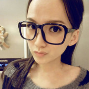 韩版潮男女款无镜片眼镜架，大框眼镜框非主流豹纹，素颜廋脸黑框
