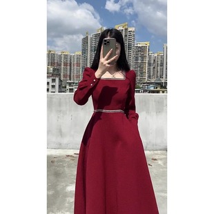 XZOXZO新中k式女装红色订婚礼服旗袍敬酒服新娘结婚回门洋装秋冬