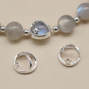 s925纯银半圆空托星球，隔珠水晶玛瑙珠子首饰，diy珠托配件材料包