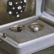 银本家925纯银镀14k金天然(金天然)淡水珍珠，猫咪戒指女时尚个性黑玛瑙指环