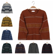 秋冬日本vintage复古古着孤品，男款北欧波普风毛衣变幻条纹线条